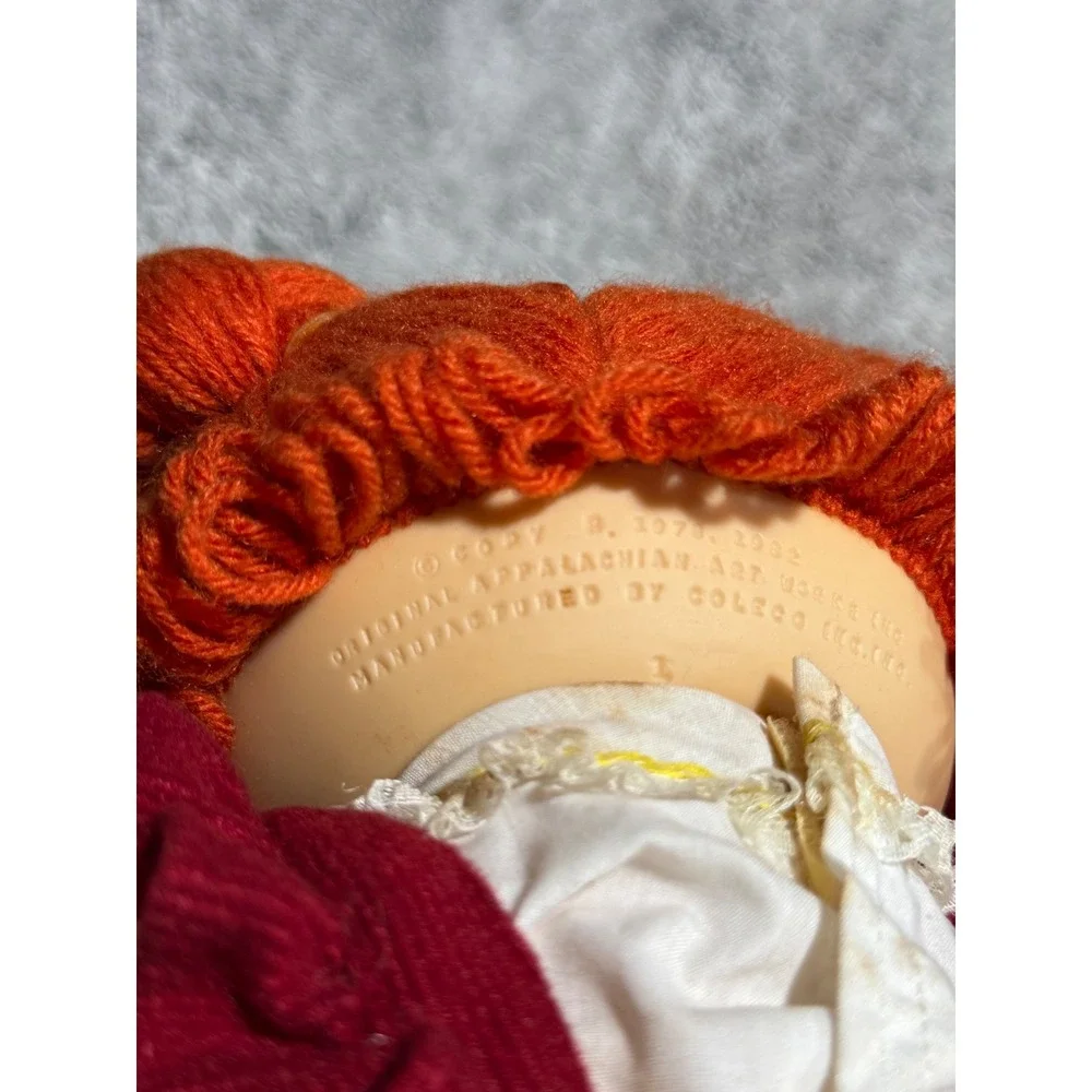 Cabbage Patch Kids Vtg Girl Doll Red Yarn Hair Blue Eyes Red Corduroy Overalls